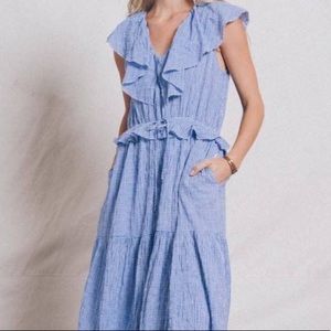 TROVATA Birds of Paradise Nell Opera Doen Blue White Gingham Check Dress Sz XS